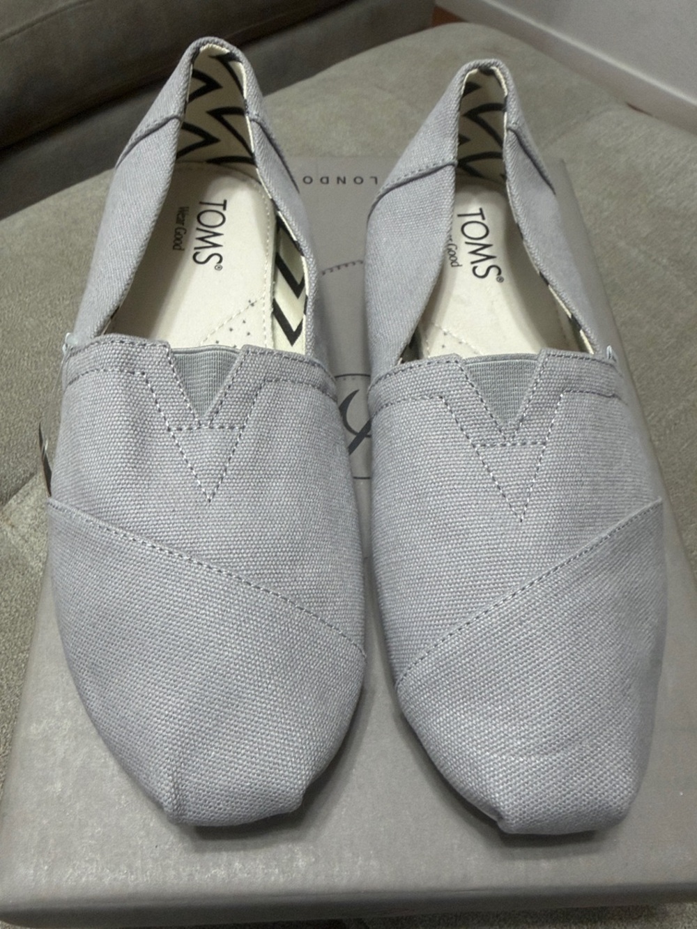 Toms Light Gray Canvas Slip-On Loafers